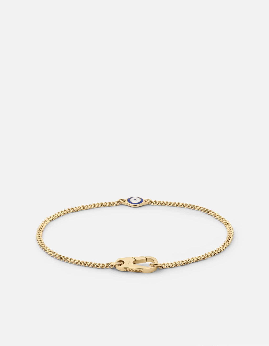 Single Evil Eye Chain Bracelet, Gold Vermeil / Blue