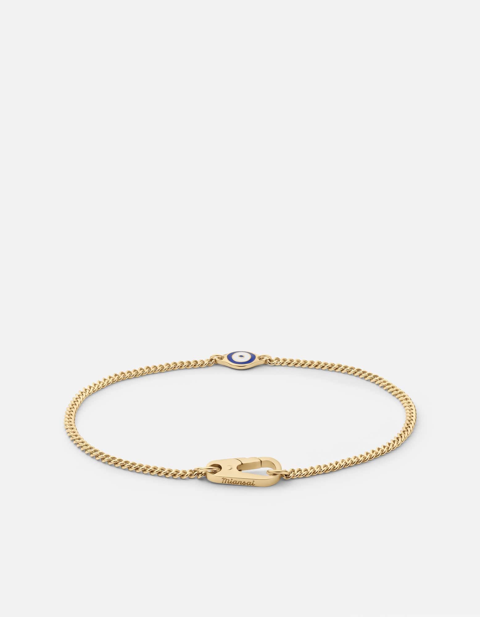 Single Evil Eye Chain Bracelet, Gold Vermeil / Blue