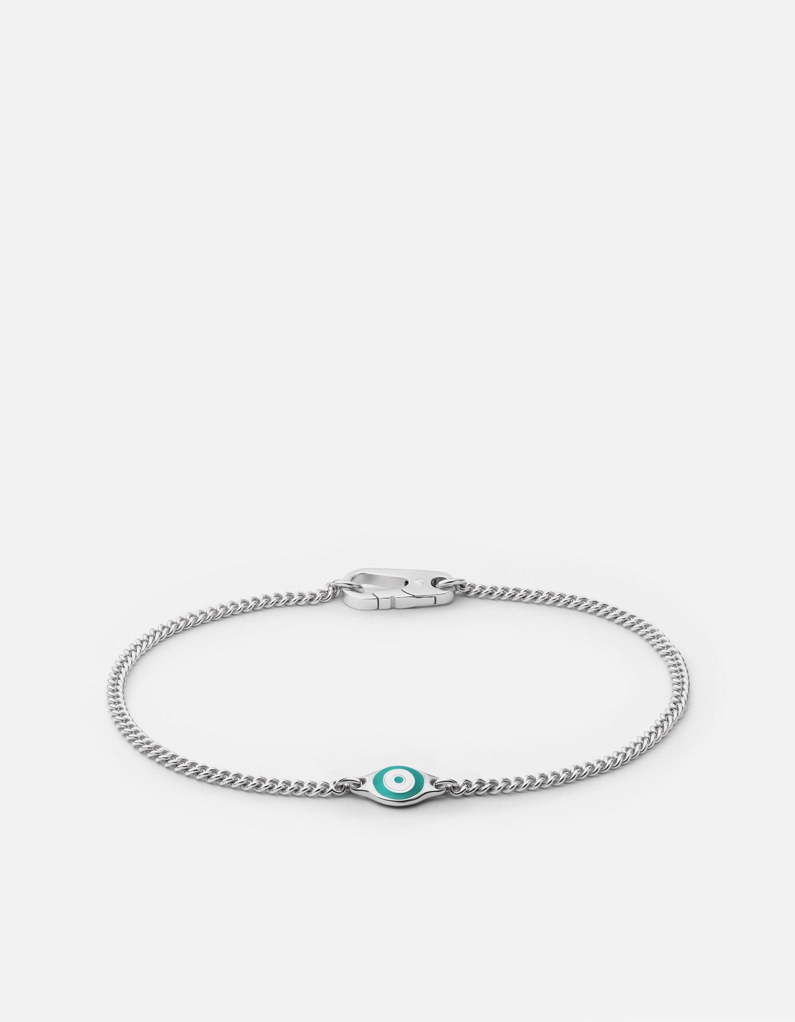 Miansai Bracelets Single Green Eye Bracelet, Sterling Silver w/Enamel Green / S