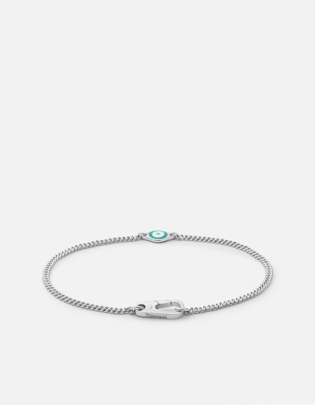 Single Evil Eye Chain Bracelet, Sterling Silver / Green
