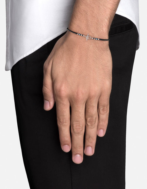 Avi Bead Bracelet, Sterling Silver / Black