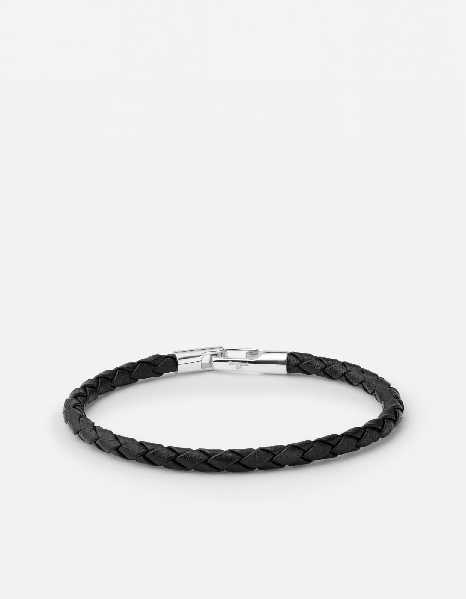 Ames Leather Bracelet, Sterling Silver / Black