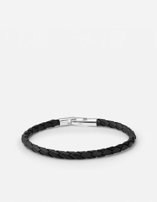 Ames Leather Bracelet, Sterling Silver / Black