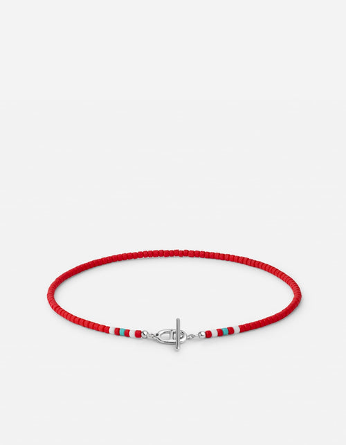 Miansai Bracelets Avi Bead Bracelet, Sterling Silver / Red Red / M