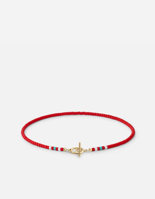 Miansai Bracelets Avi Bead Bracelet, Gold Vermeil / Red Red / S