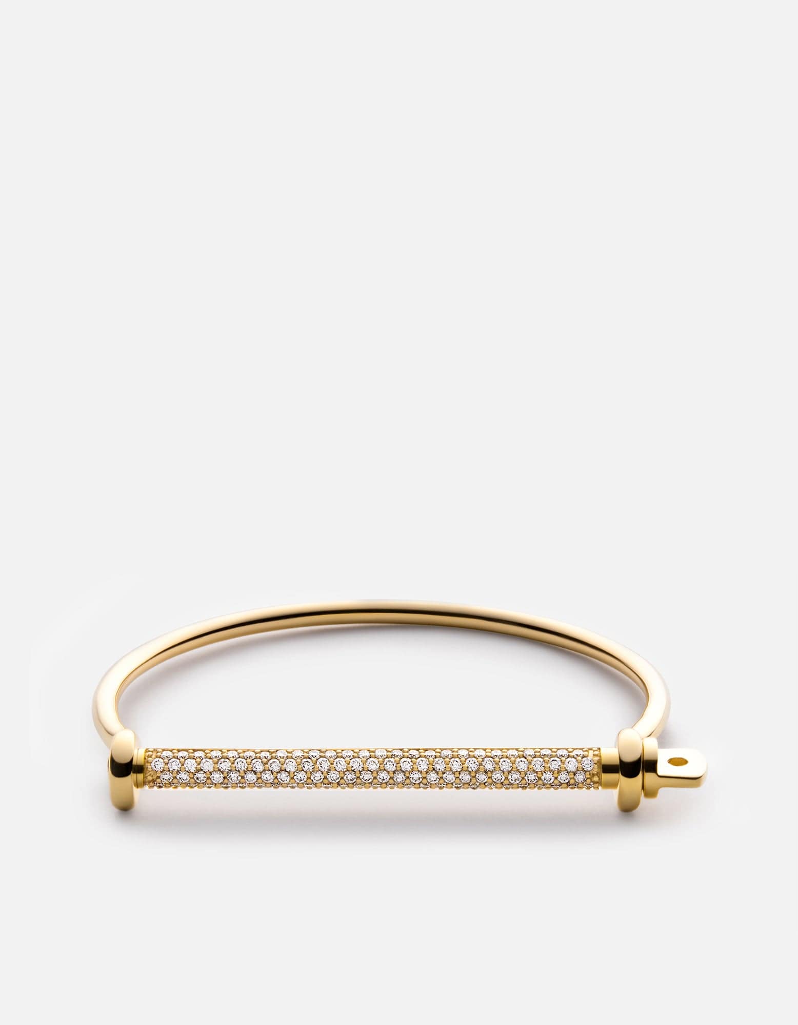 Miansai Cuffs Thin Screw Cuff, 14k Gold Pavé Bar Polished 14k Gold/Pave / S