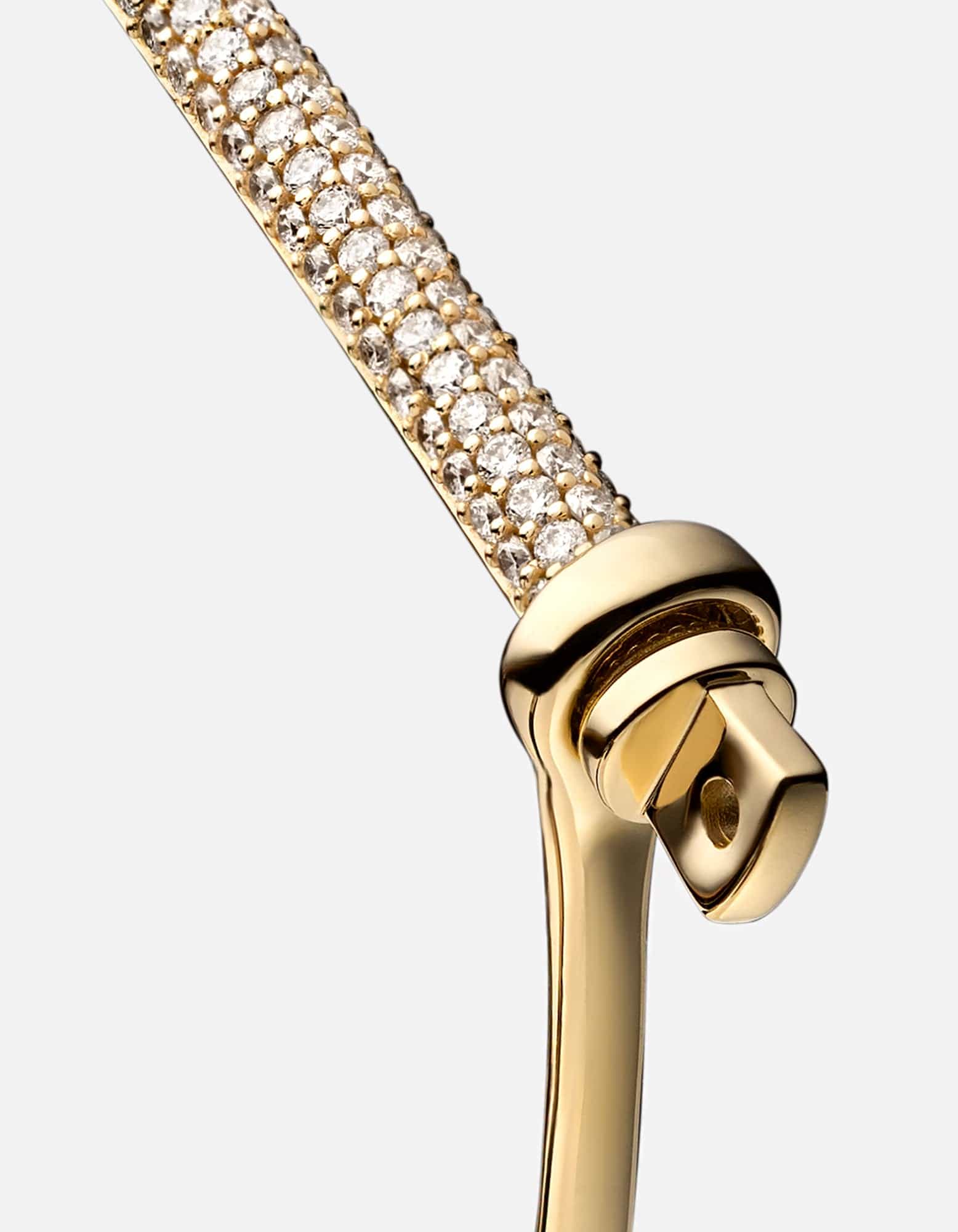 Thin Screw Cuff, 14k Gold Pavé