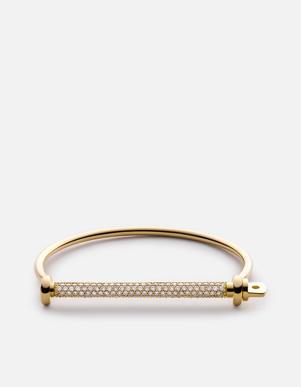Thin Screw Cuff, 14k Gold Pavé