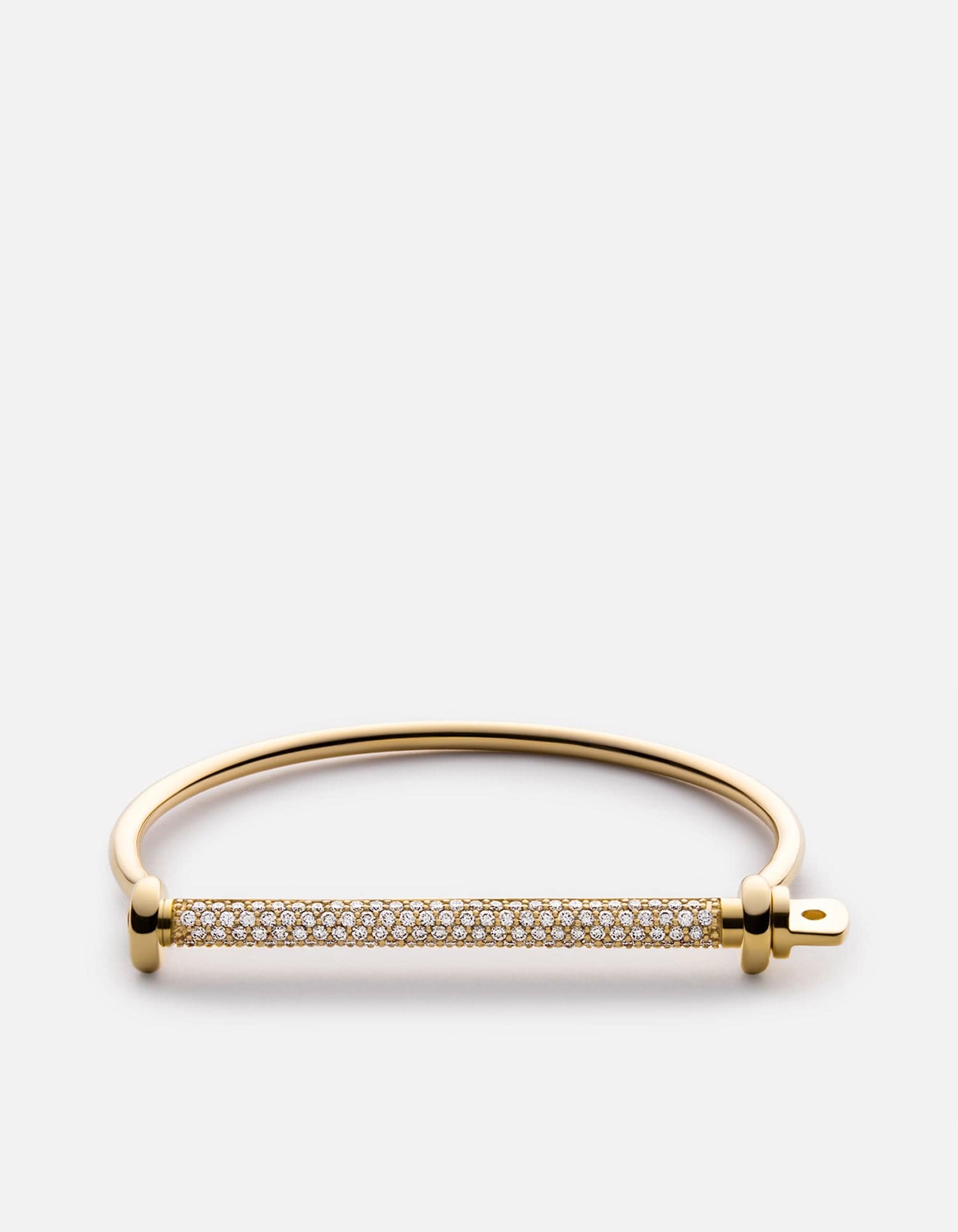 Thin Screw Cuff, 14k Gold Pavé