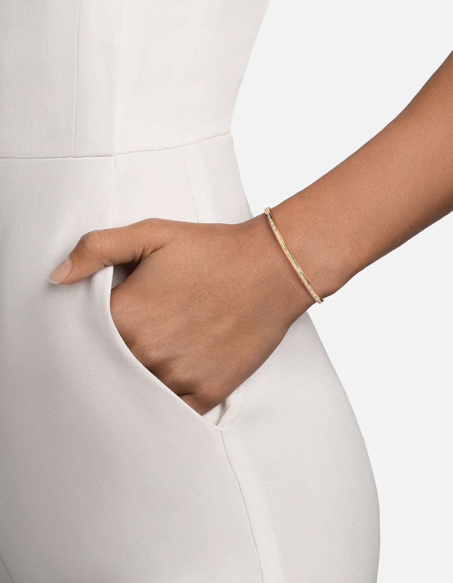 Set Cuff, 14k Gold Baguette Pavé