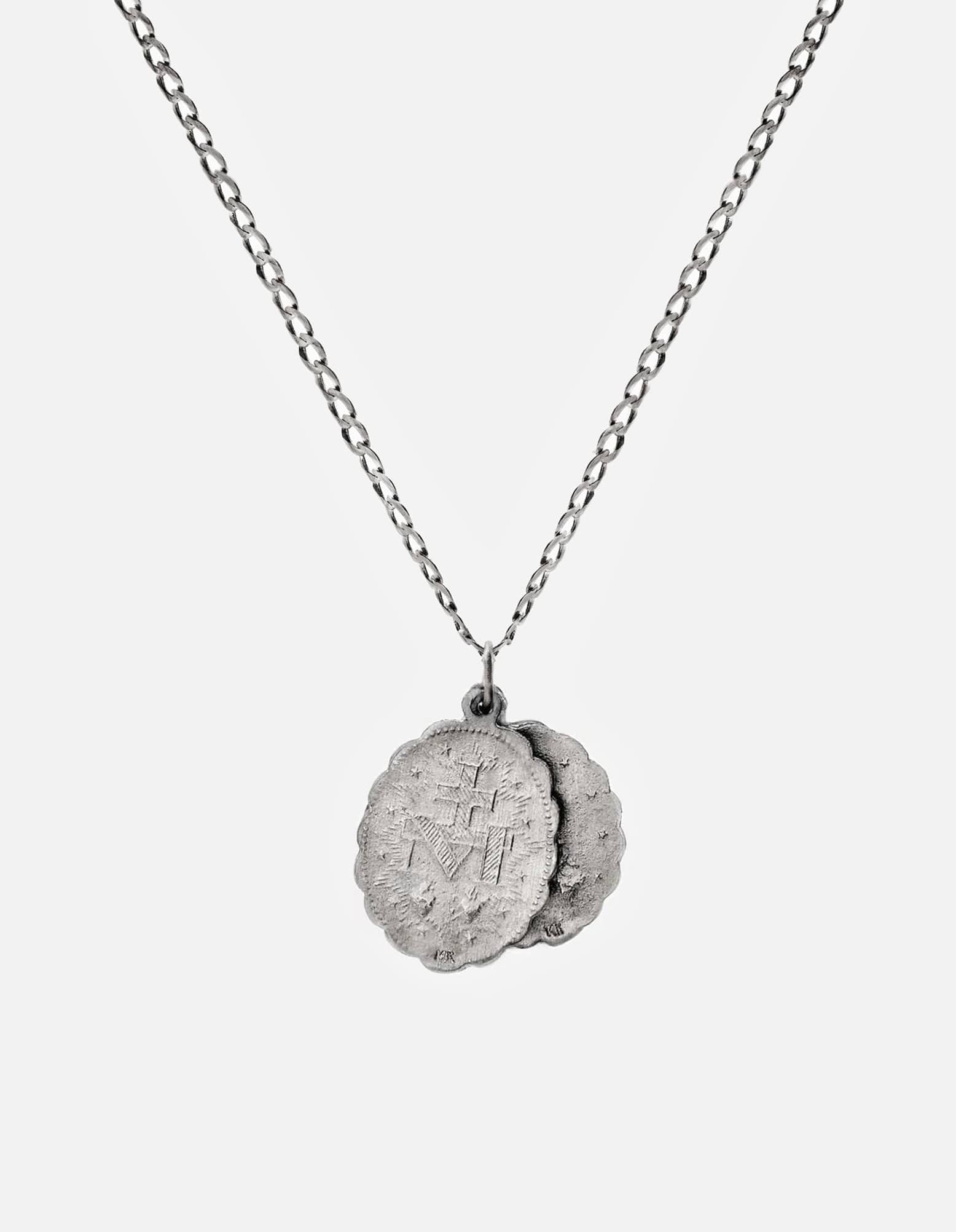 Saints Pendant Necklace, Matte Sterling Silver