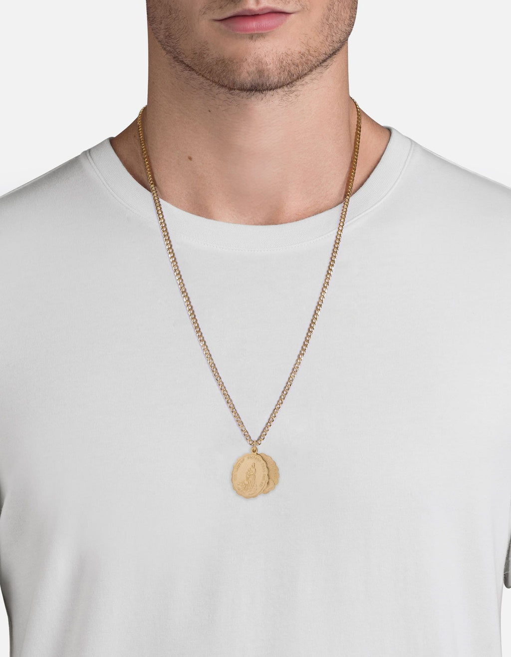 Saints Pendant Necklace, 14k Matte Gold