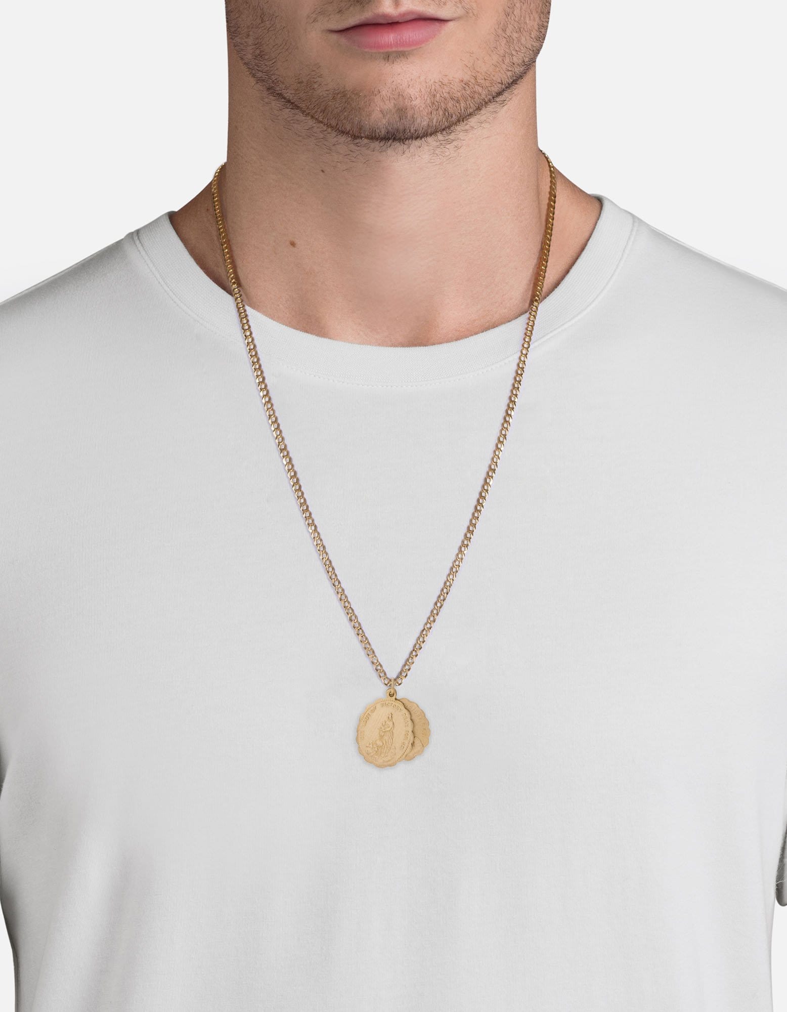 Saints Pendant Necklace, 14k Matte Gold