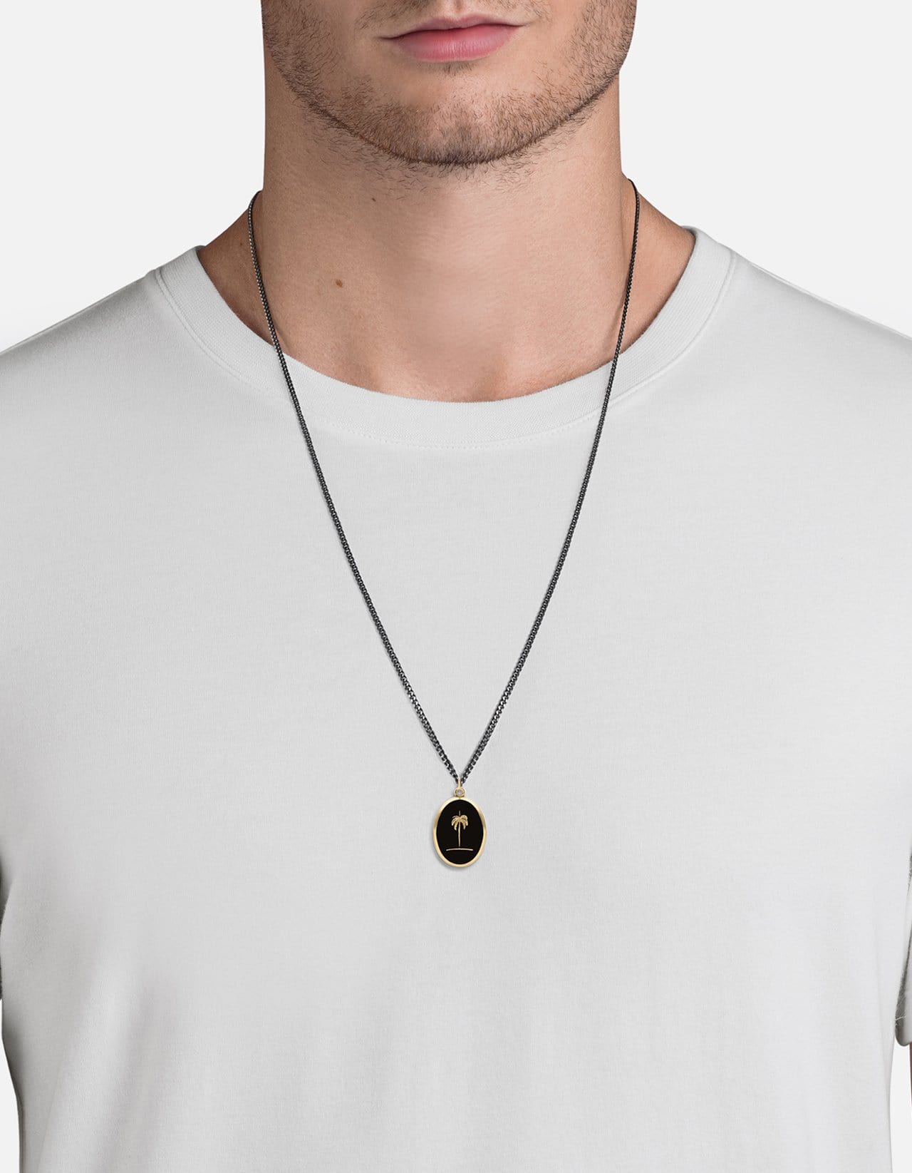 Palm Tree Necklace, Gold/Black