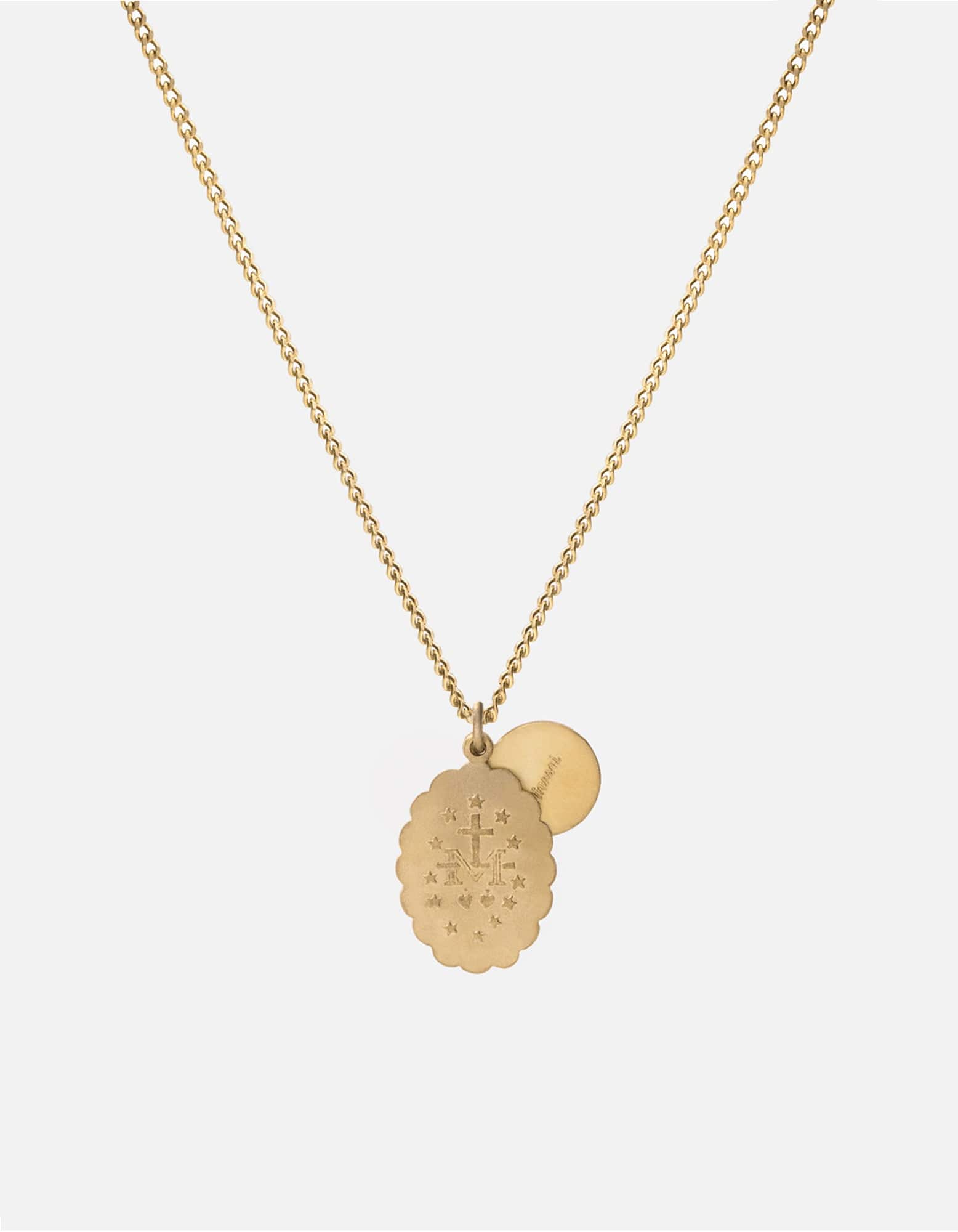 Mini Saints Pendant Necklace, 14k Matte Gold