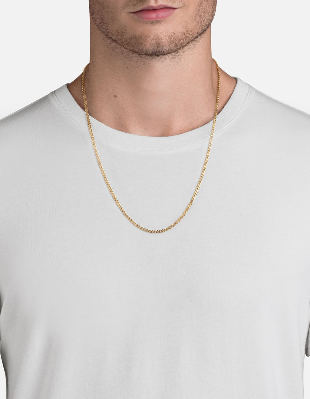 3mm Cuban Curb Chain Necklace, 14k Matte Gold