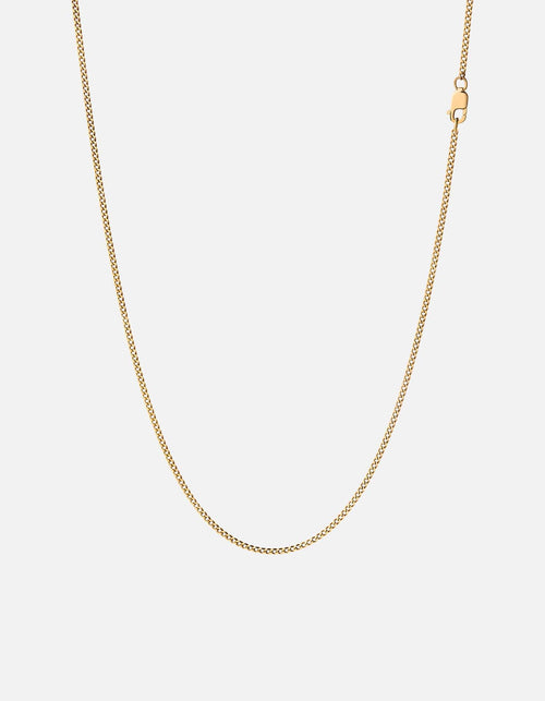 2mm Cuban Curb Chain Necklace, Gold Vermeil