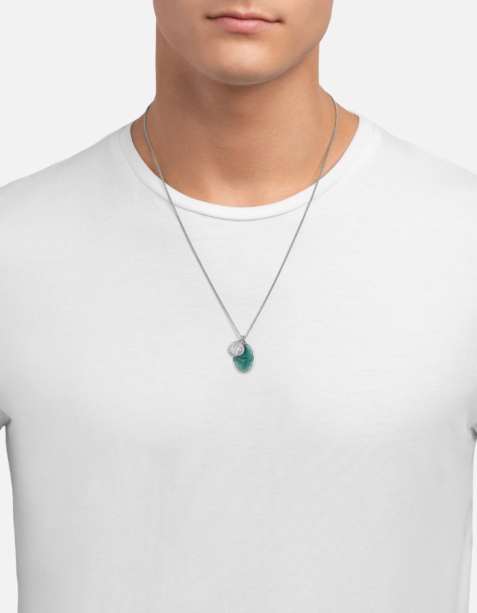 Mini Dove Pendant Necklace, Sterling Silver / Teal