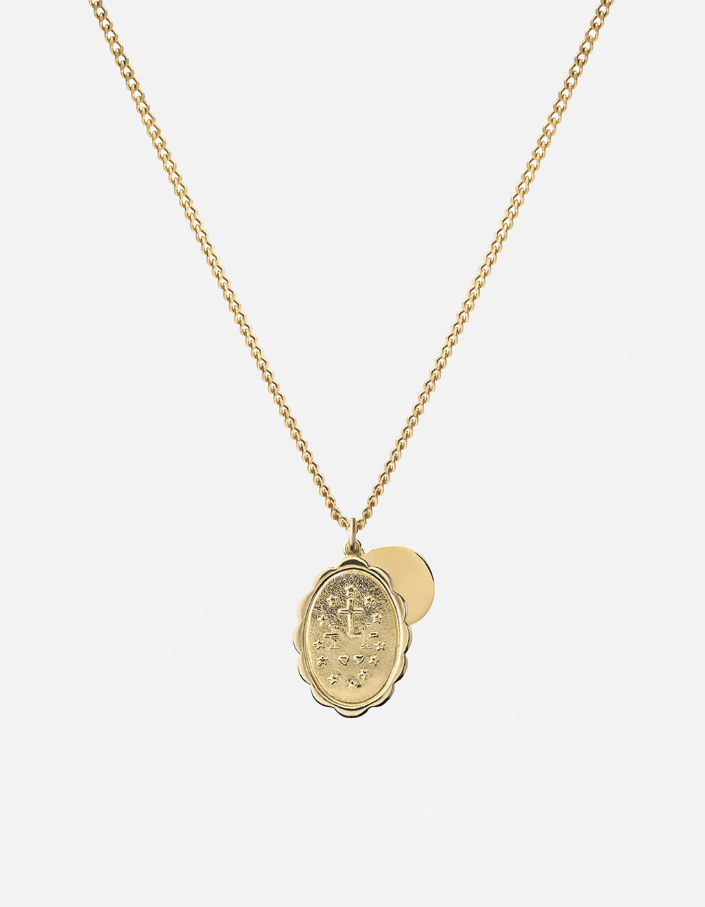 Mini Saints Necklace, 14k Gold Pavé