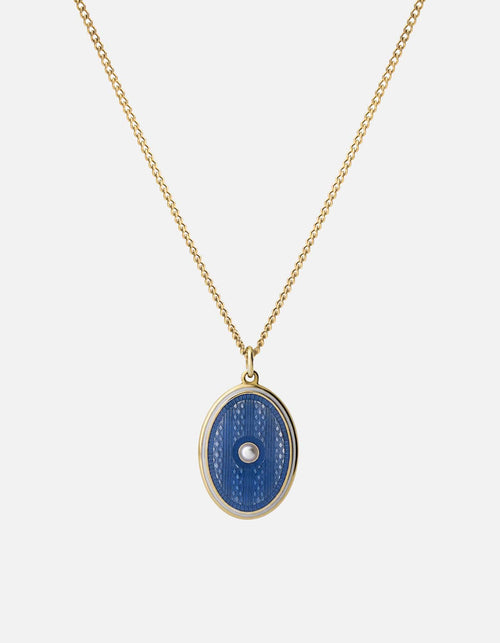 Miansai Necklaces Argyle Pearl Necklace, Gold Vermeil/Light Blue Light Blue / 21 in. / Monogram: No