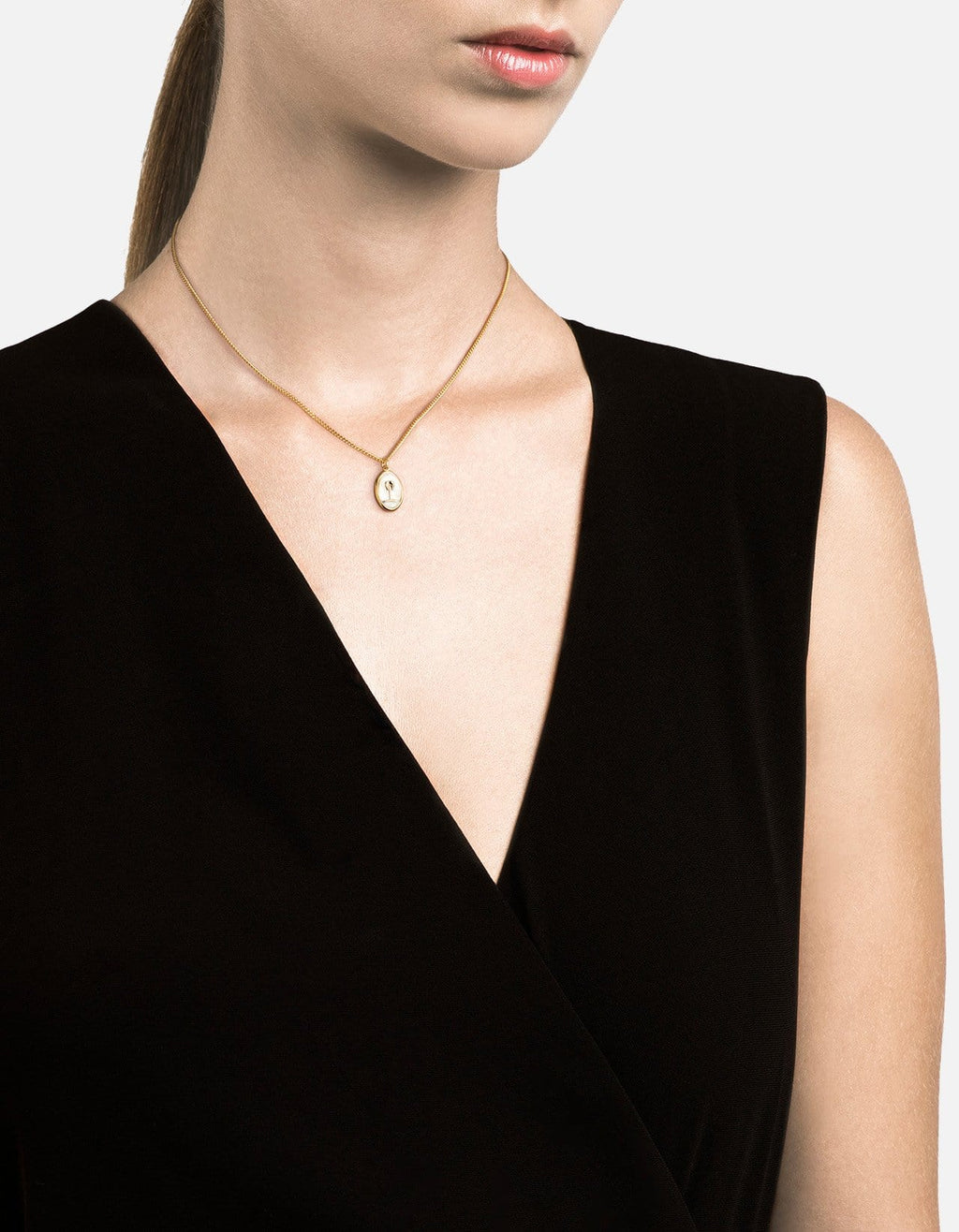 Mini Palm Necklace, Gold Vermeil/Off-White