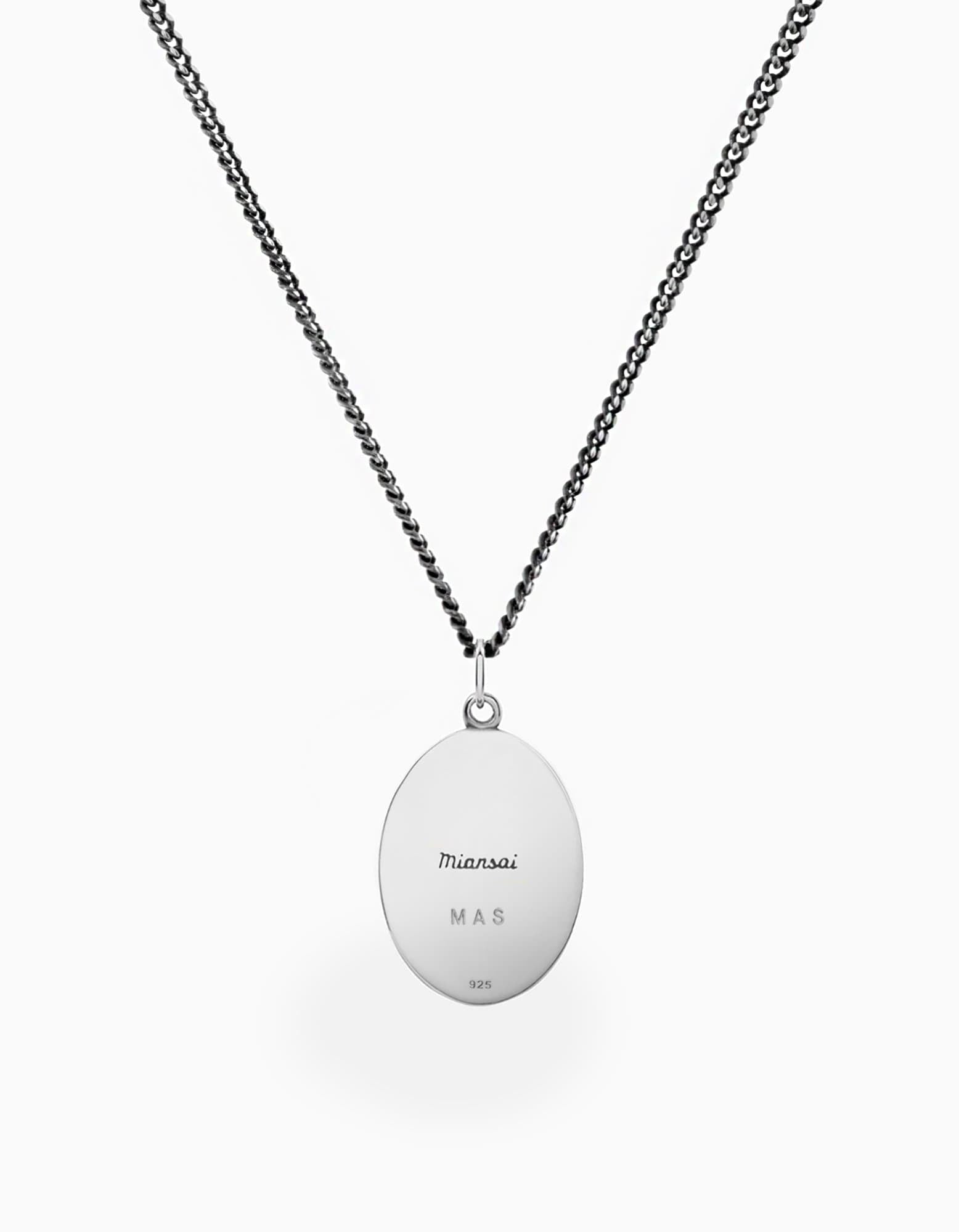 Palm Tree Necklace, Sterling Silver/Black