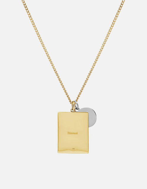 Bird Frame Necklace, 14k Gold/Sterling Silver