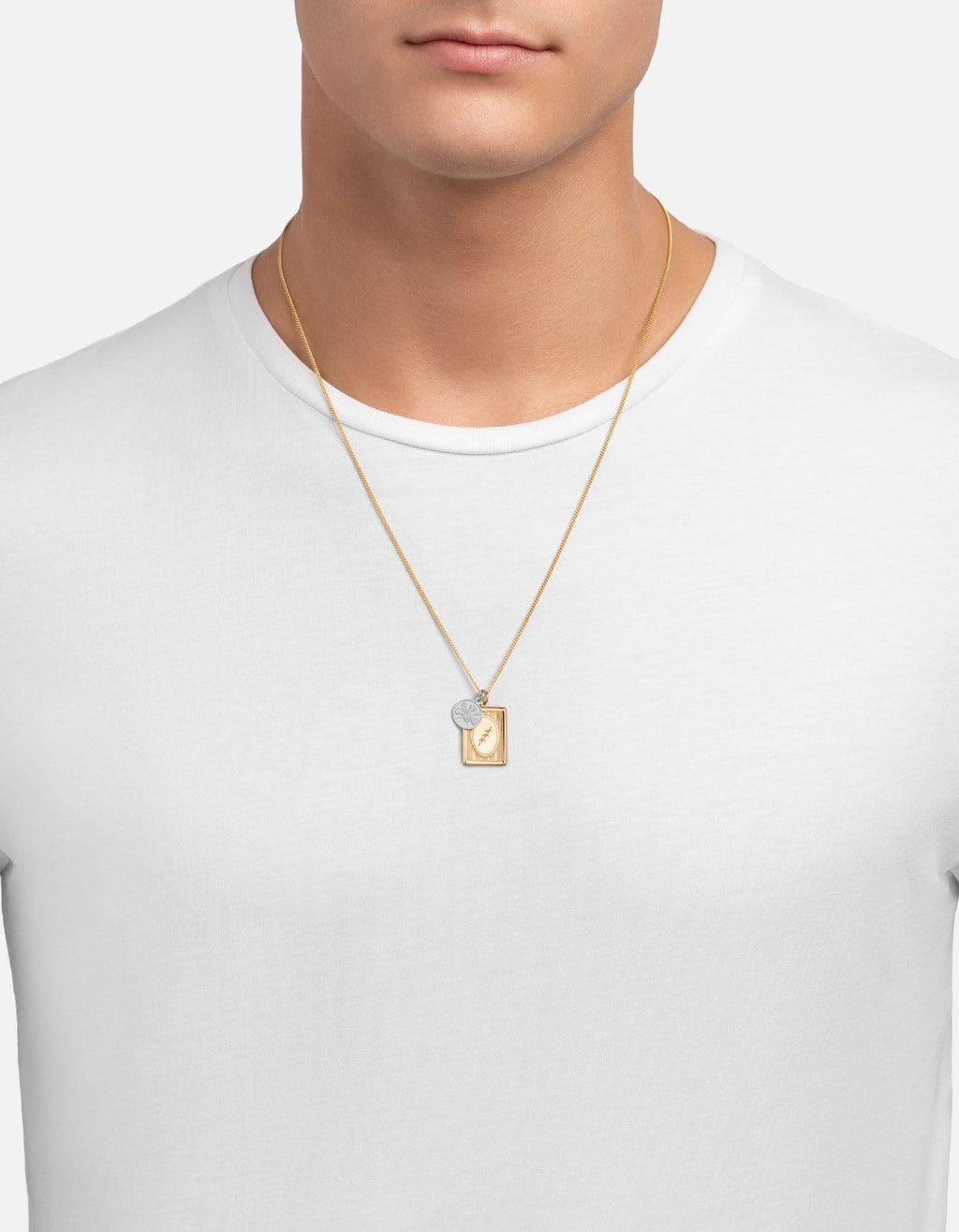 Bird Frame Necklace, 14k Gold/Sterling Silver
