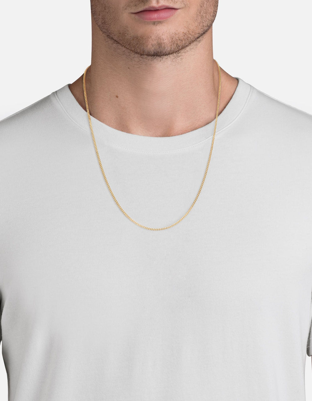 2mm Cuban Curb Chain Necklace, Gold Vermeil