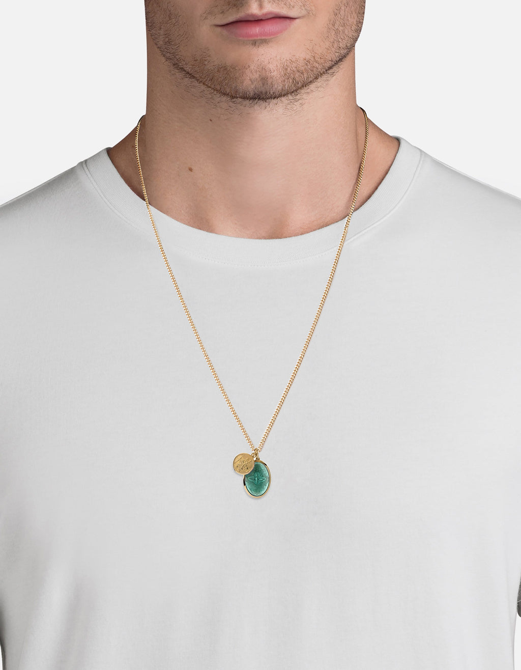 Mini Dove Pendant Necklace, Gold / Teal