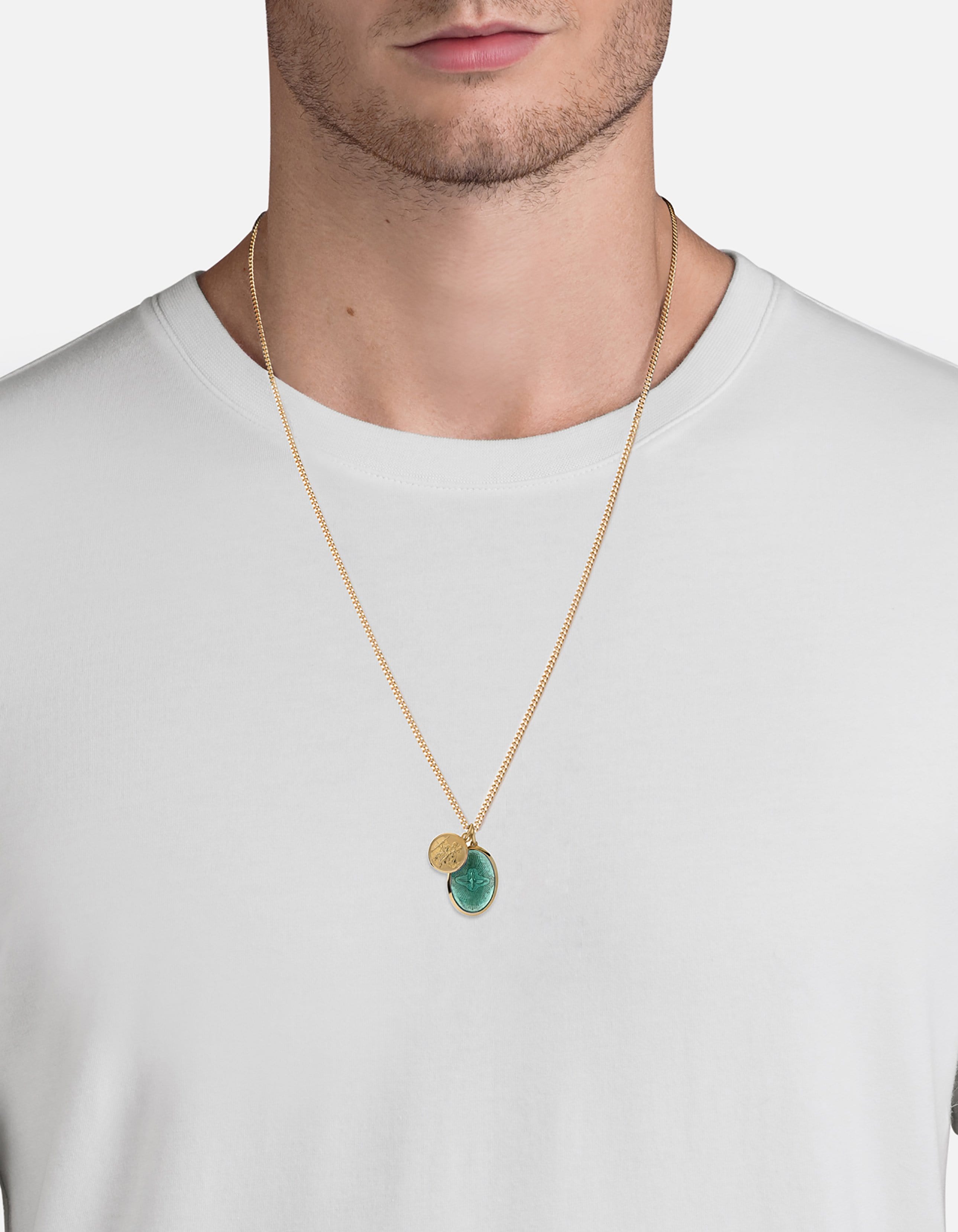 Mini Dove Pendant Necklace, Gold / Teal