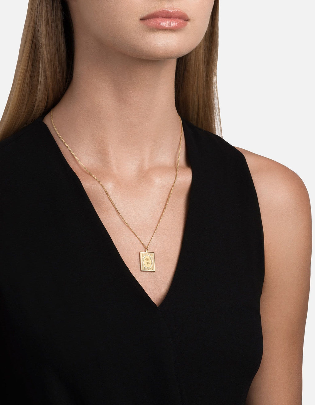 Poppy Frame Necklace, Gold Vermeil/Sapphire