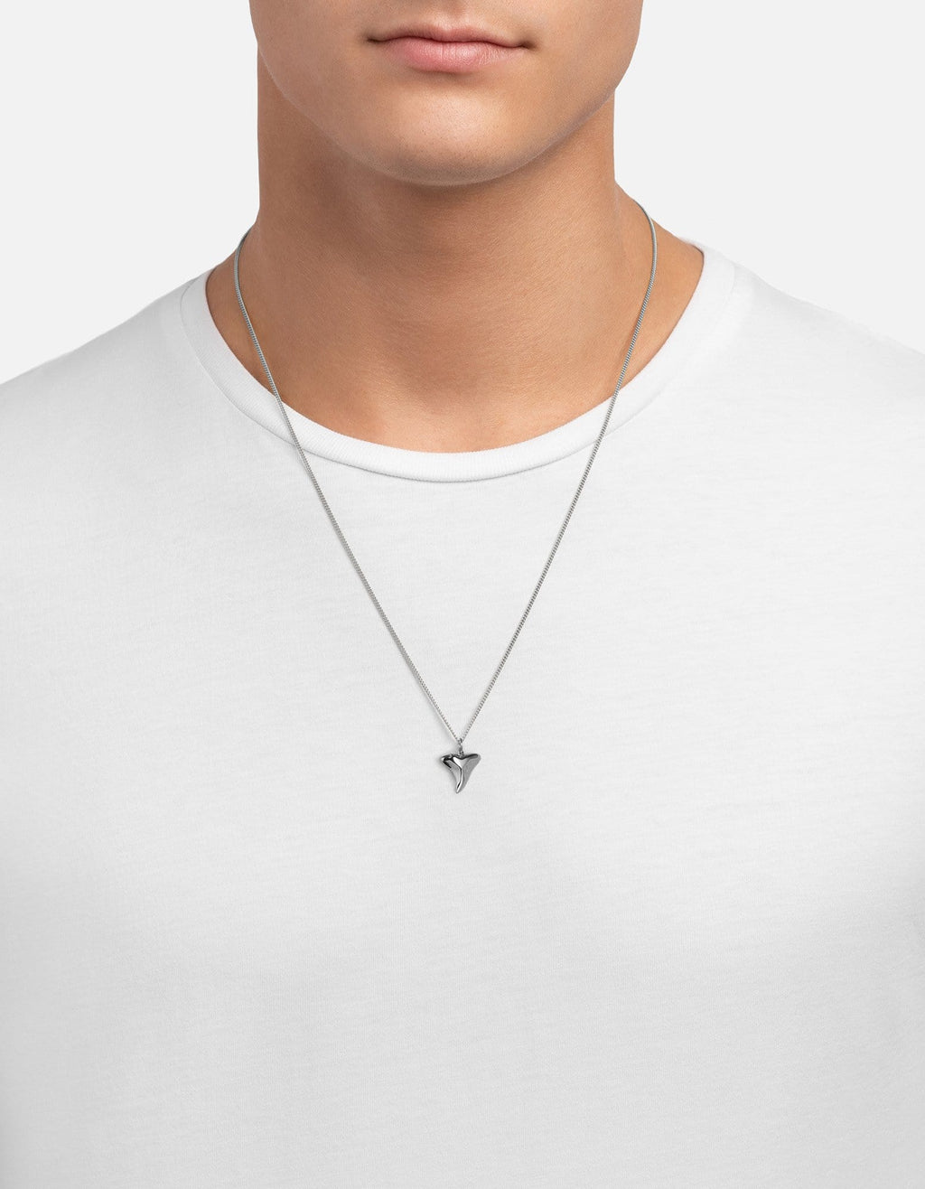 Shark Tooth Pendant Necklace, Sterling Silver