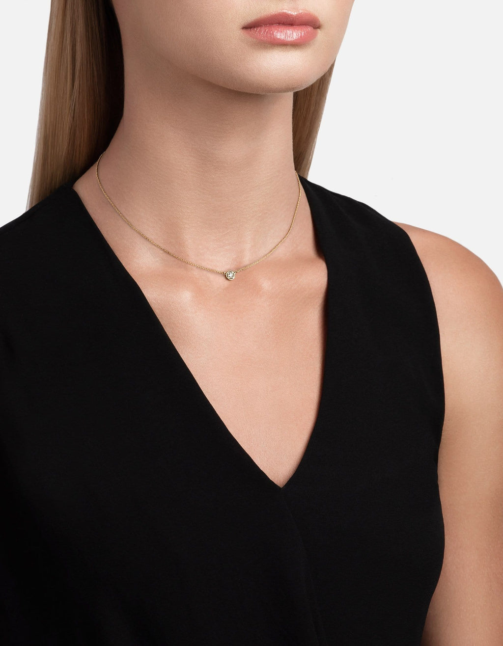 Luna Necklace, 14K Gold/Diamond