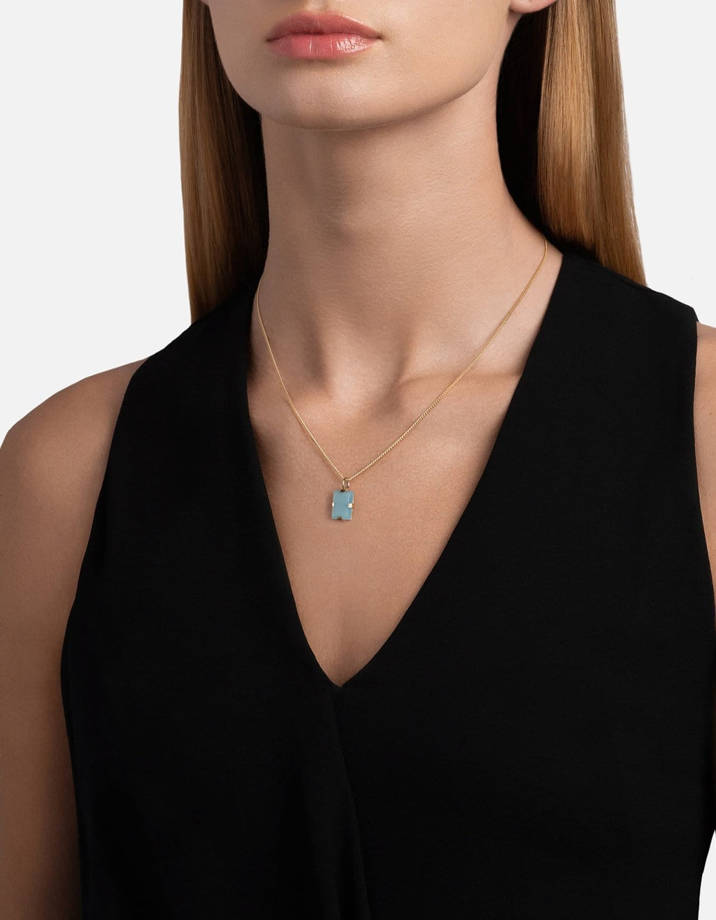 Lennox Blue Agate Necklace, Gold Vermeil