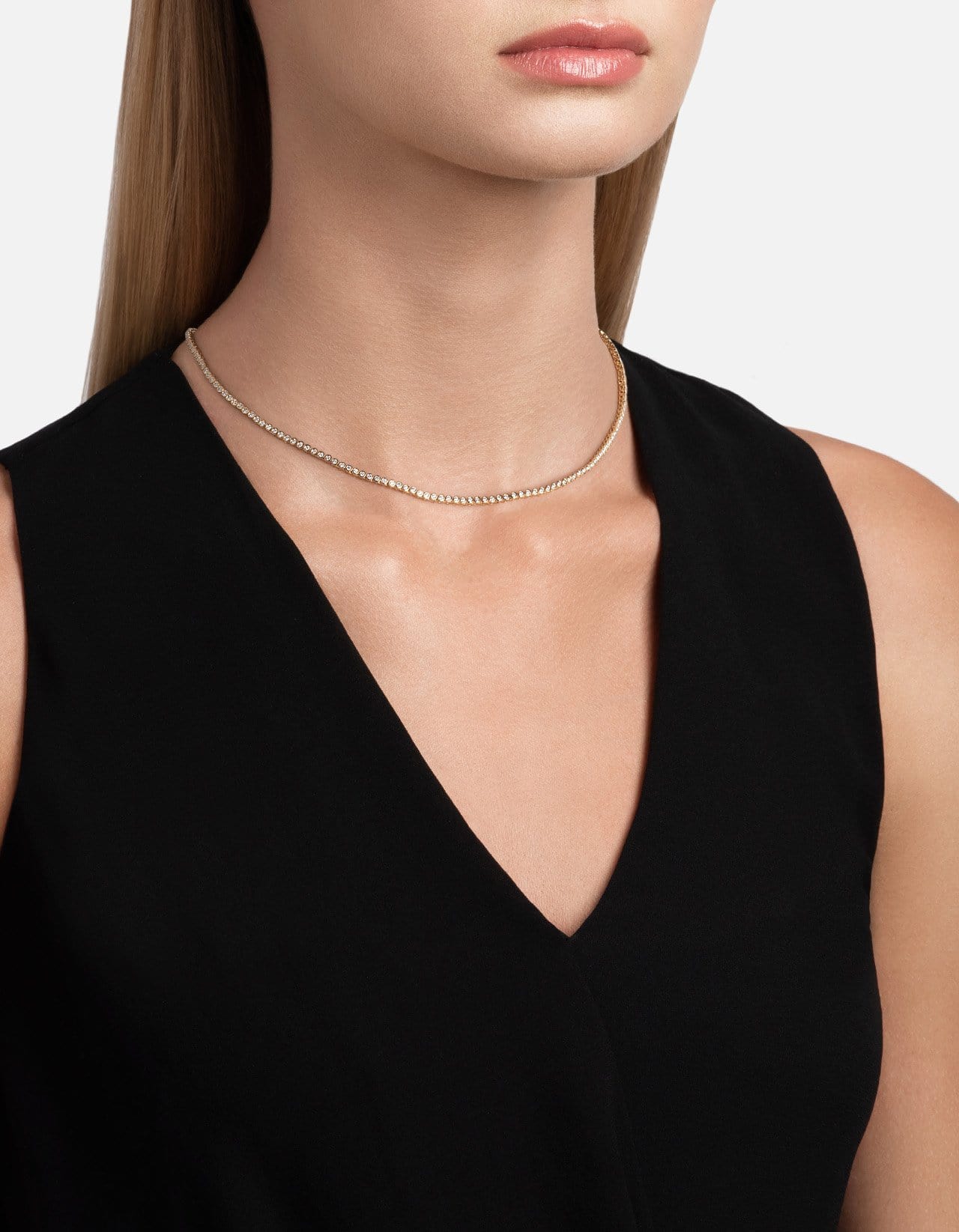 Century Round Choker, 14k Gold Pavé
