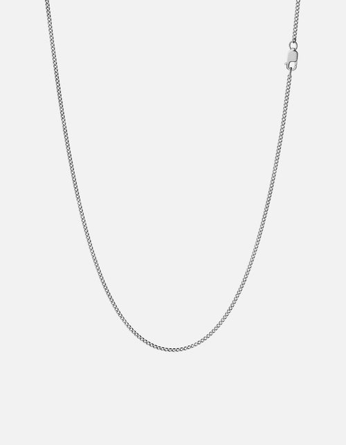 2mm Cuban Curb Chain Necklace, Polished Silver