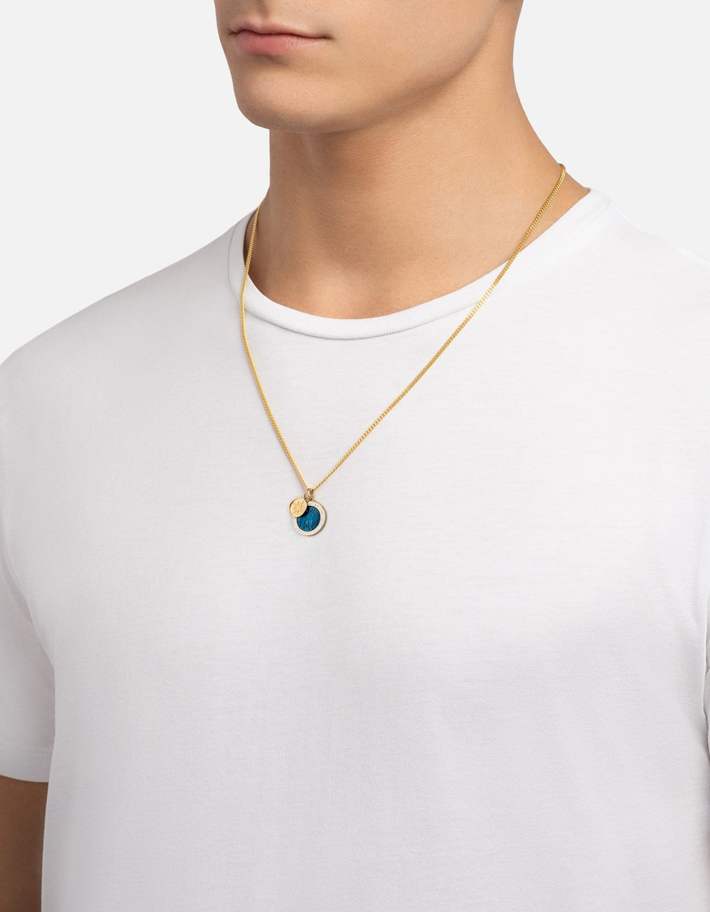 Saint Christopher Surf Necklace, Gold / Caribbean Blue