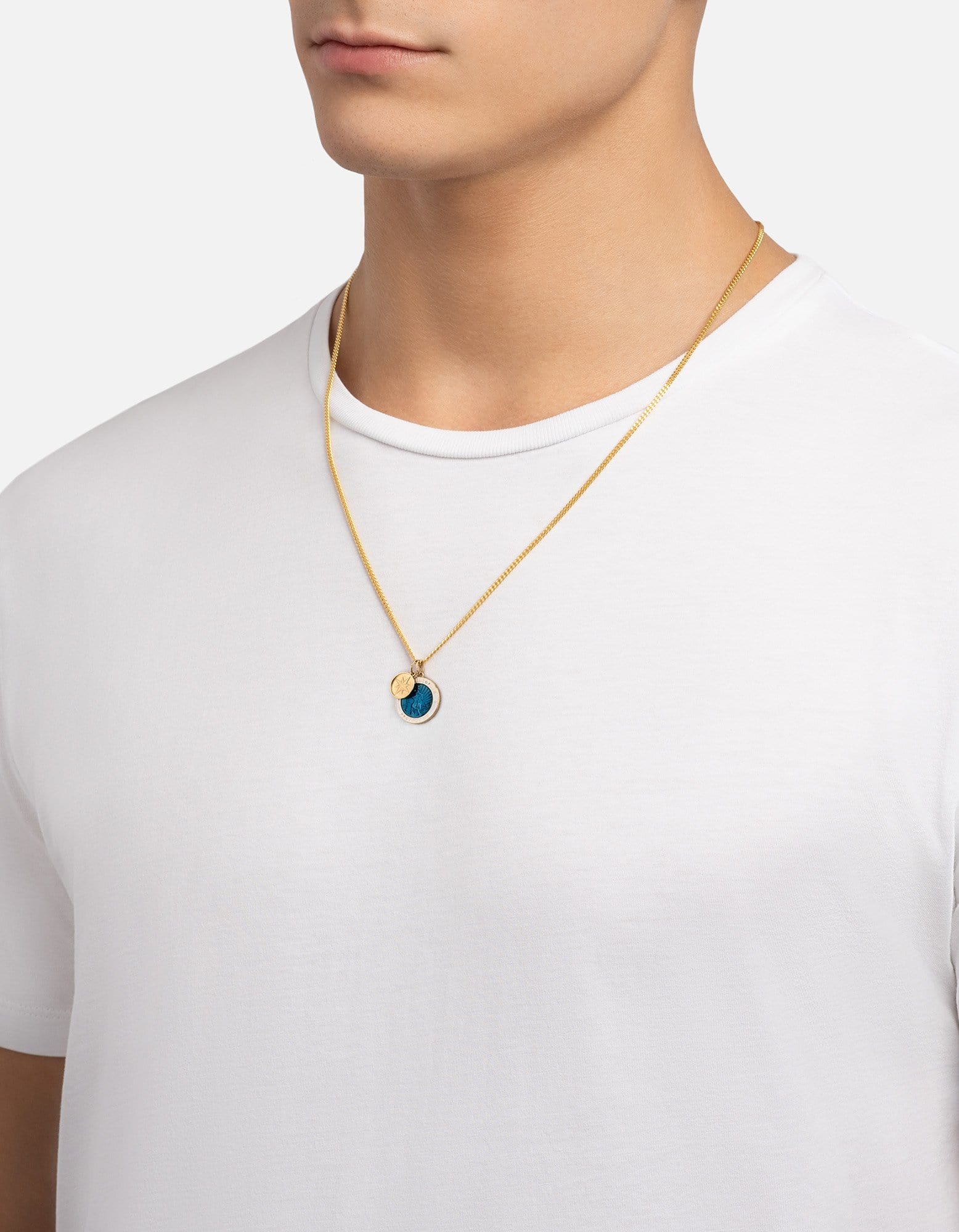 Saint Christopher Surf Necklace, Gold / Caribbean Blue
