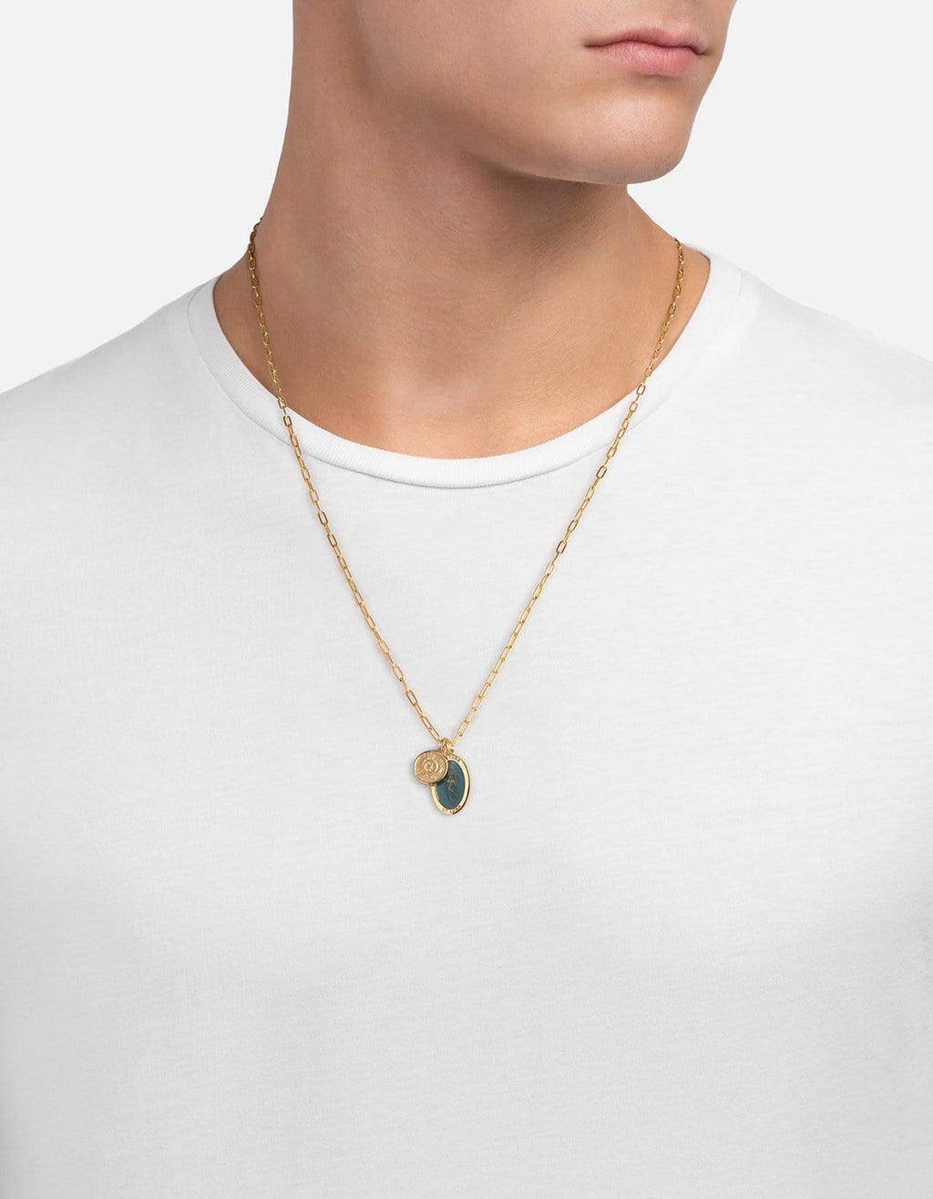 Fortuna Cable Chain Necklace, Gold Vermeil/Blue