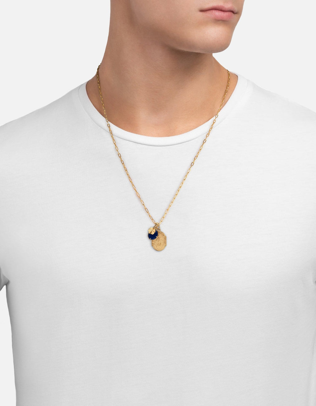 Conception Trilogy Cable Chain Necklace, Gold Vermeil/Blue