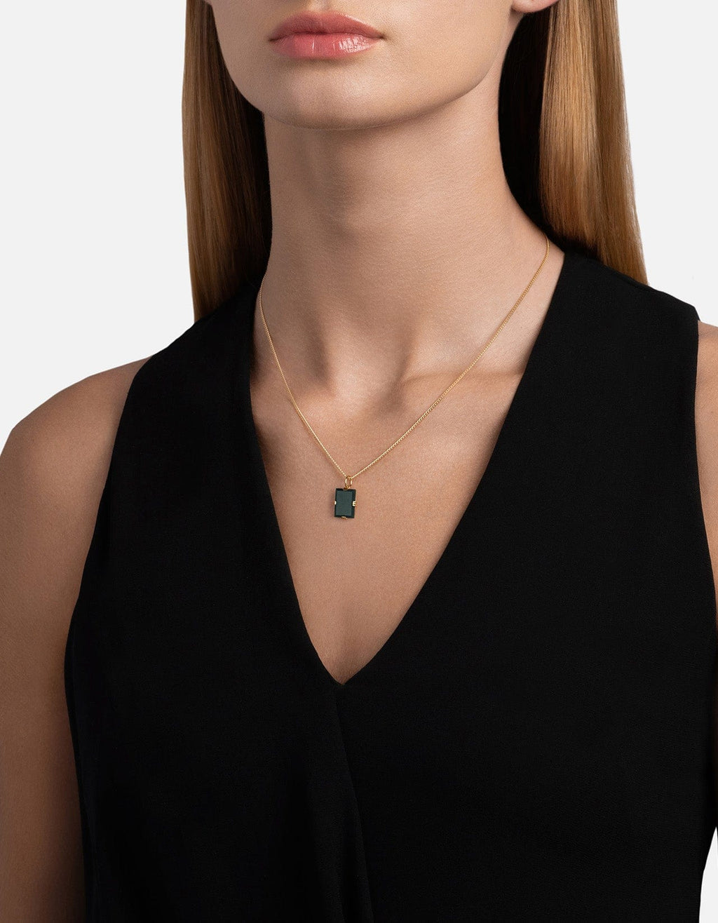 Lennox Green Agate Necklace, Gold Vermeil