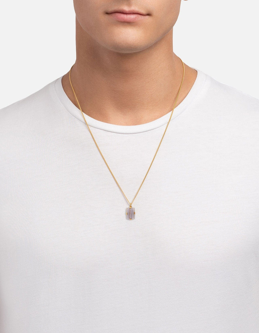 Lennox Agate Pendant Necklace, Gold Vermeil