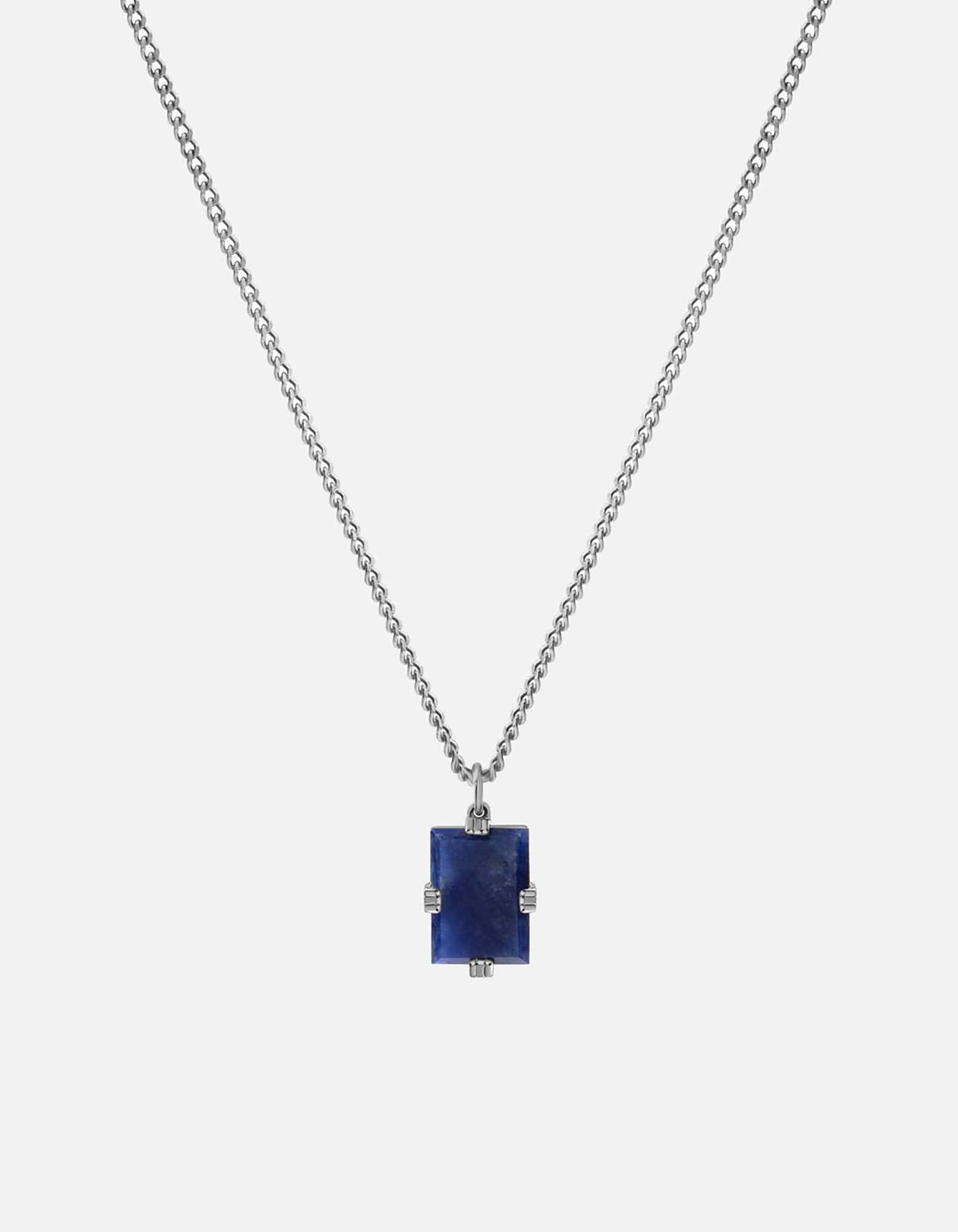 Miansai Necklaces Lennox Sodalite Necklace, Sterling Silver Blue / 24 in. / Monogram: No