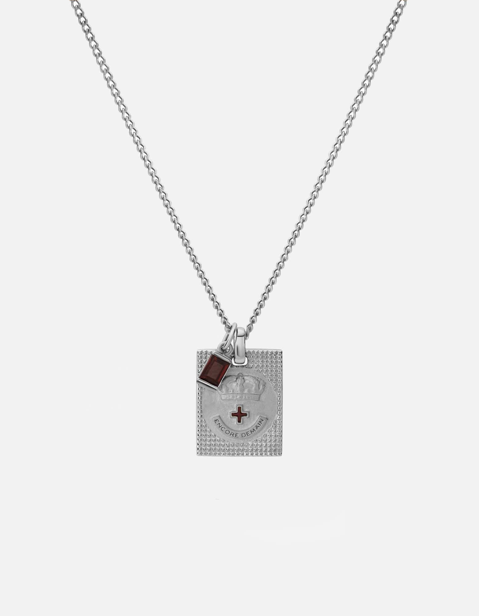 Miansai Necklaces Lineage Garnet Necklace, Sterling Silver Red / 21 in. / Monogram: No
