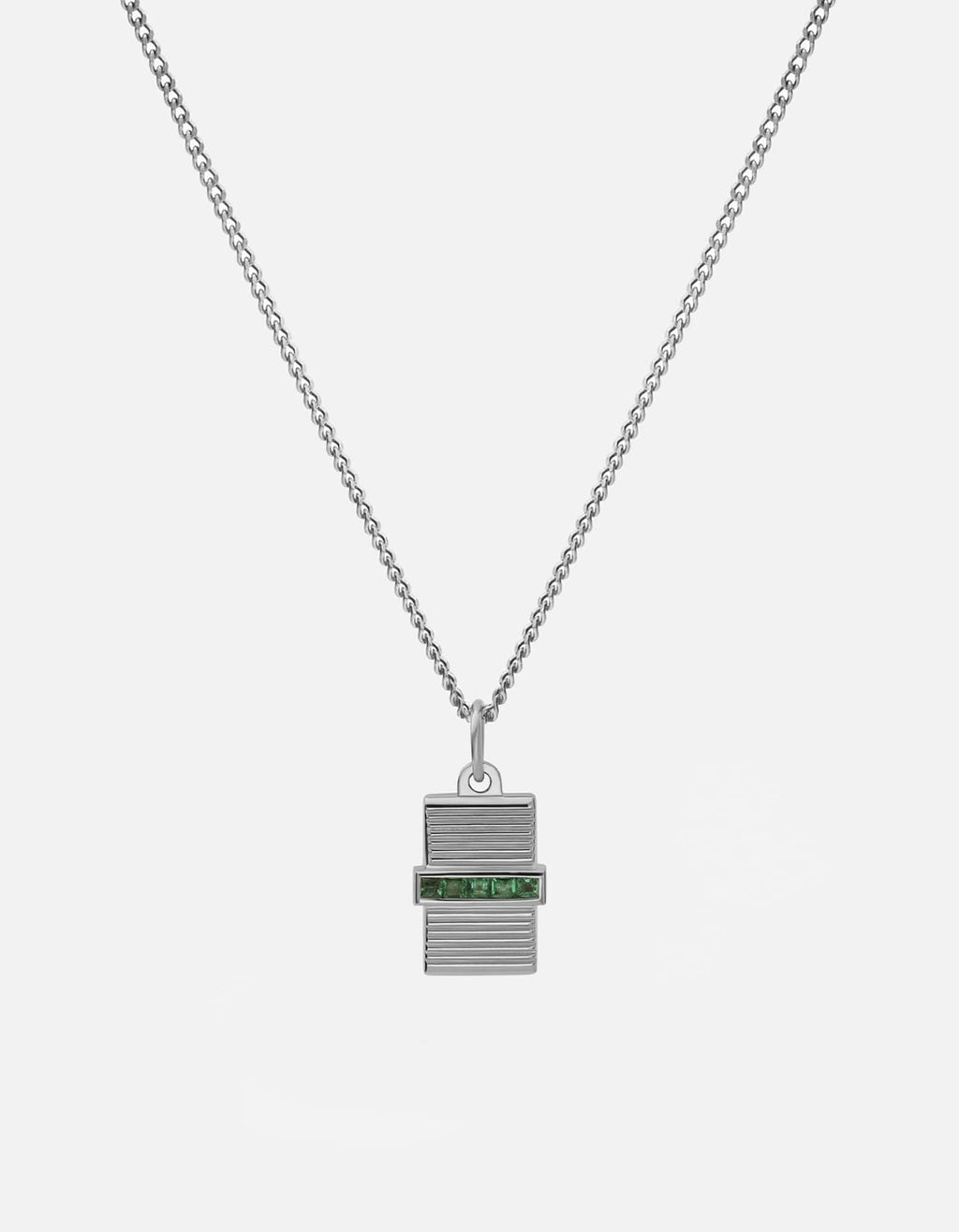 Miansai Necklaces Vault Necklace, Sterling Silver/Emeralds Green / 24 in. / Monogram: No