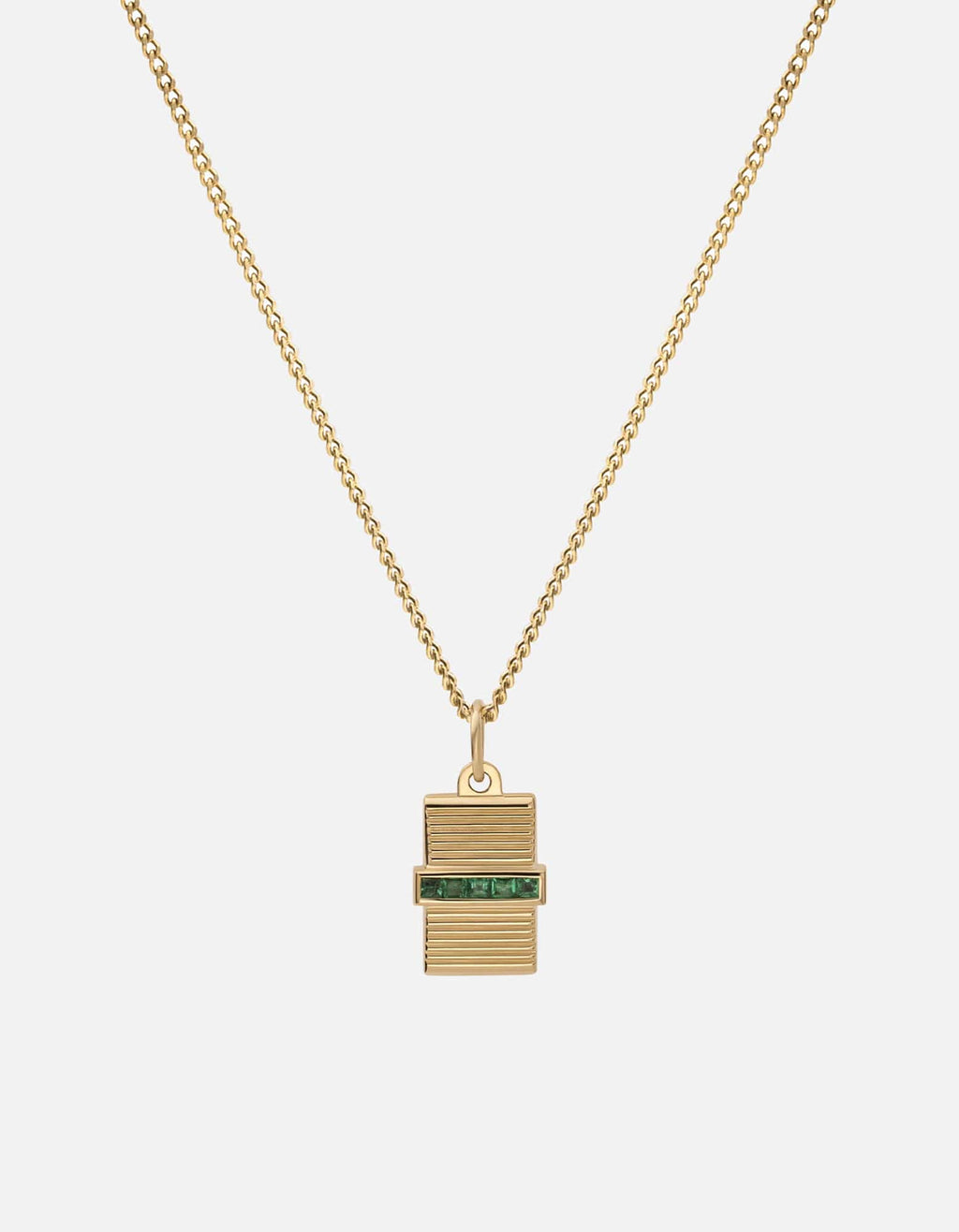 Miansai Necklaces Vault Necklace, Gold Vermeil/Emeralds Green / 24 in. / Monogram: No