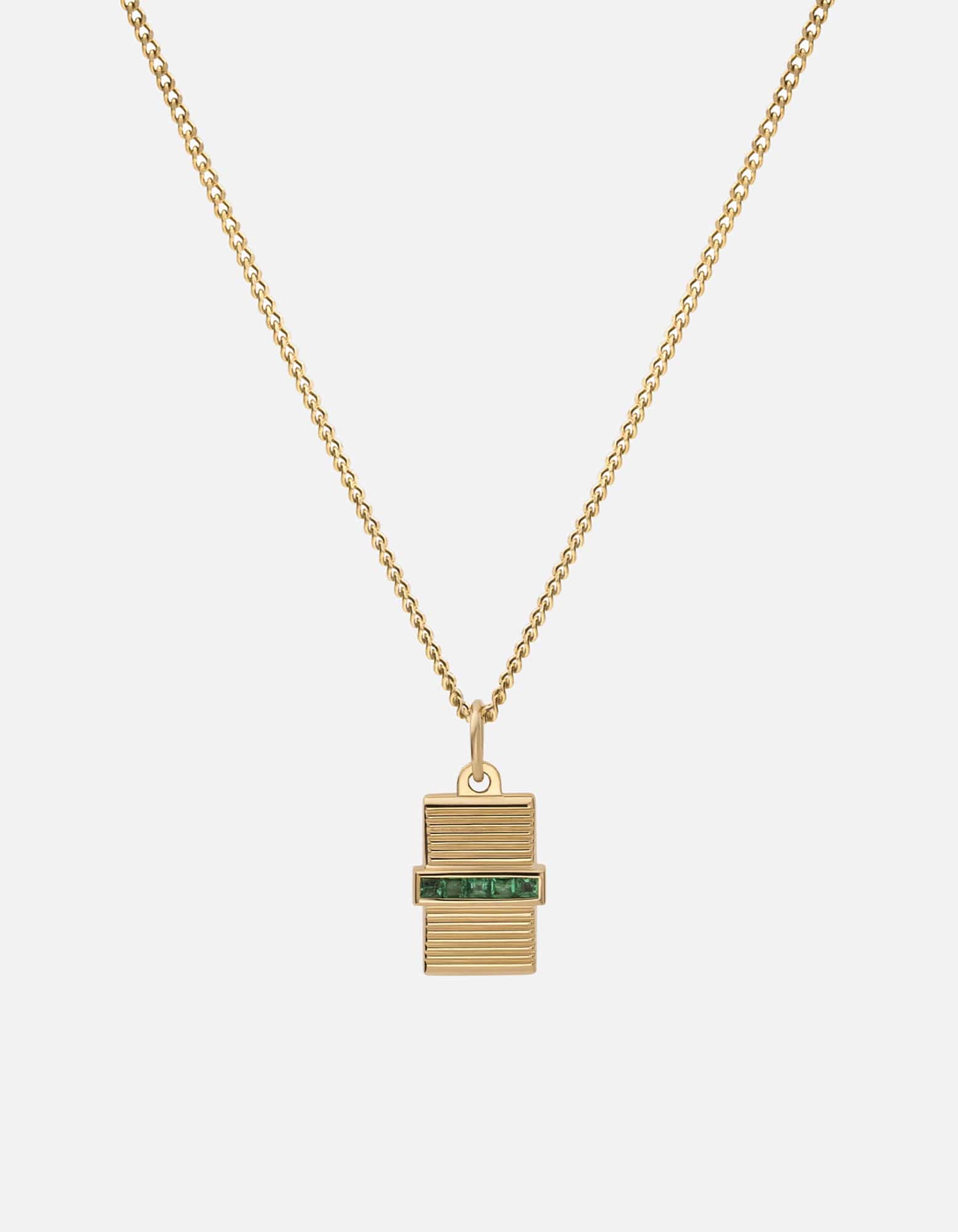 Miansai Necklaces Vault Necklace, Gold Vermeil/Emeralds Green / 24 in. / Monogram: No