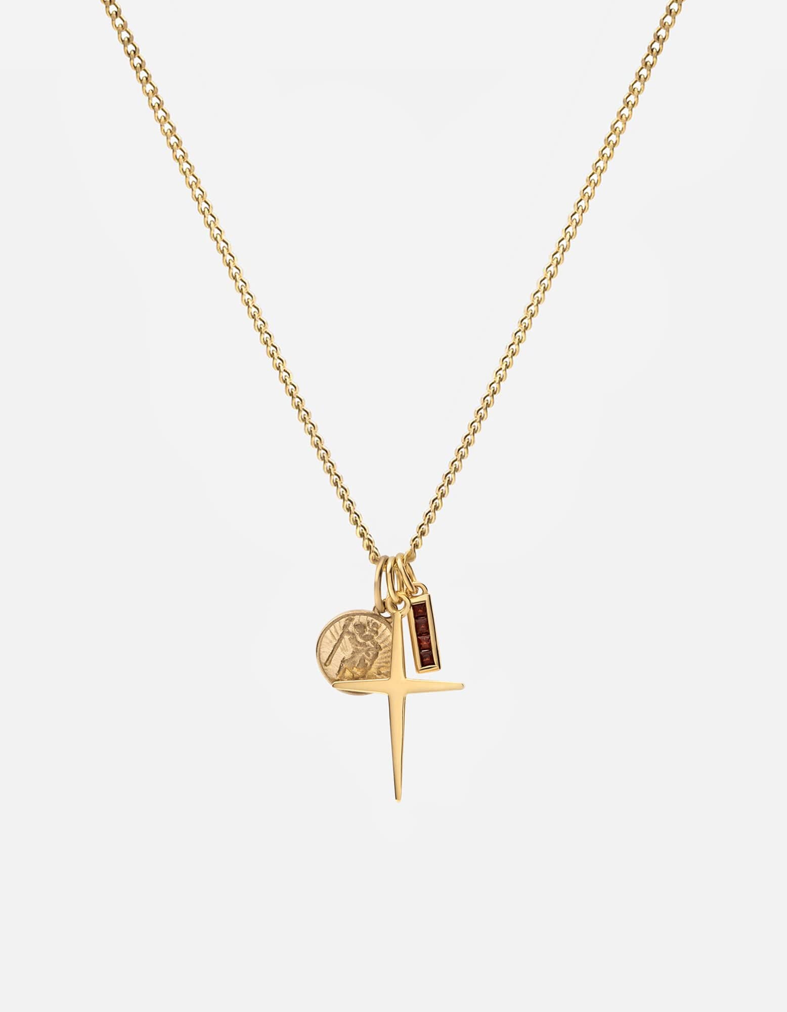 Miansai Necklaces Aegis Trilogy Garnet Necklace, Gold Vermeil Red / 21 in.