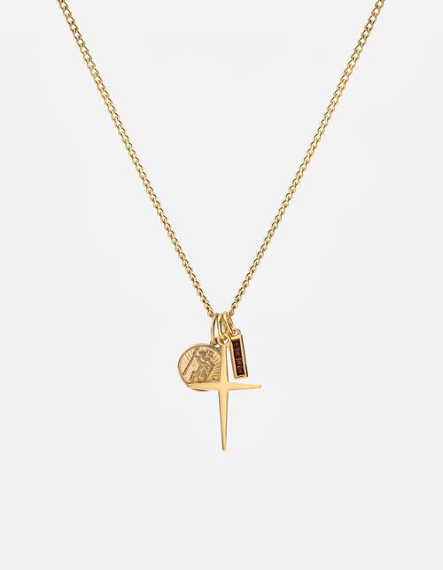 Miansai Necklaces Aegis Trilogy Garnet Necklace, Gold Vermeil Red / 21 in.